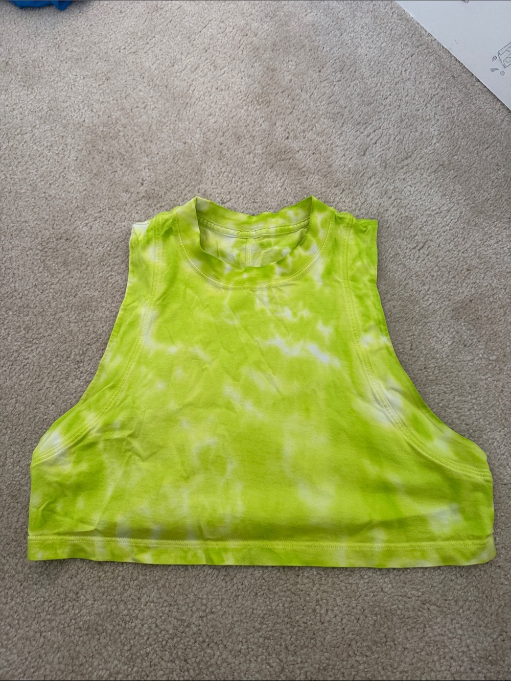 Lululemon Crop Tank Top - Neon Lime Tie-Dye
